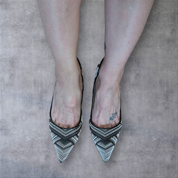 Jimmy Choo Black and White Abel Pumps - Picture 4 of 7